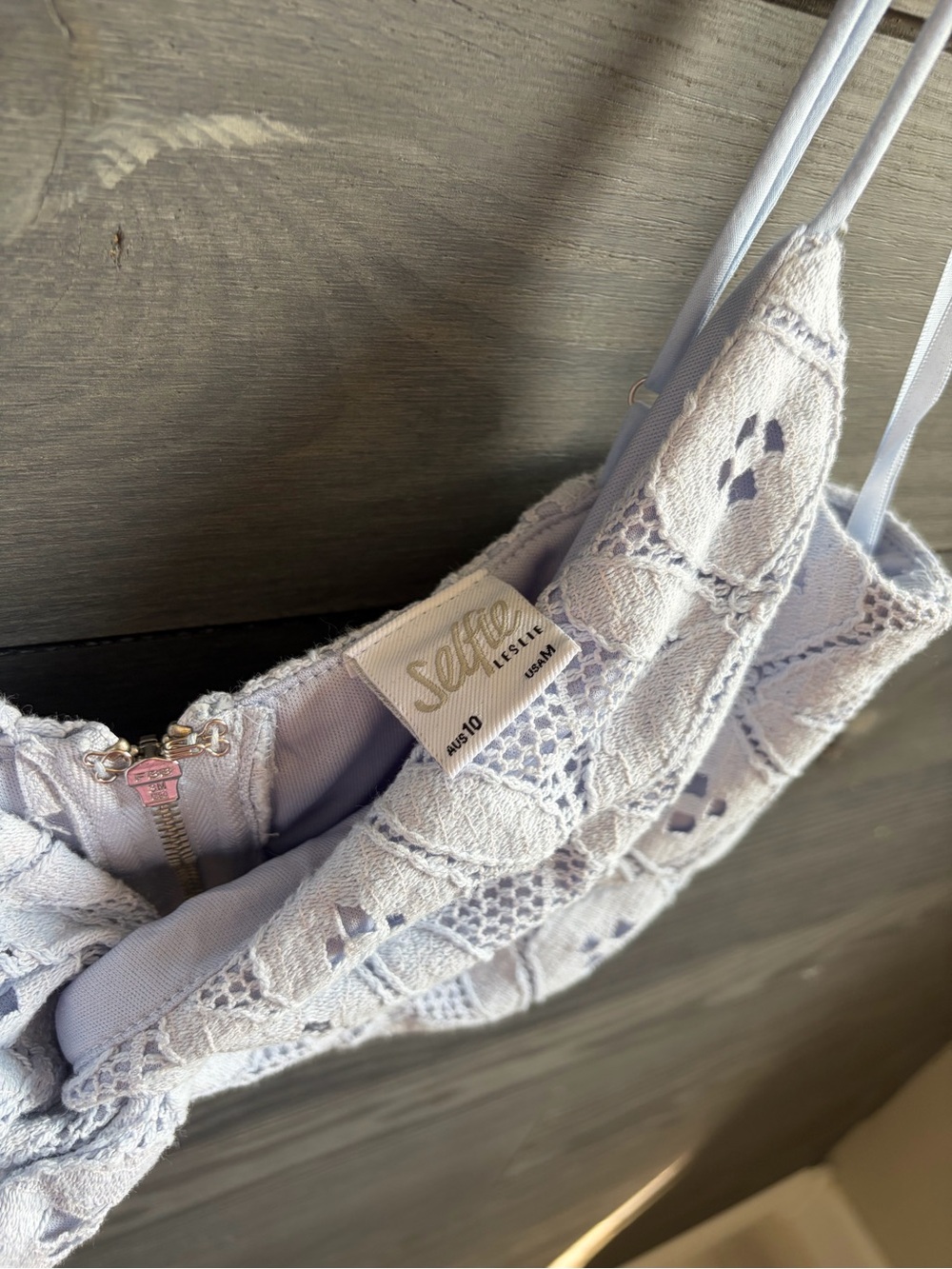 Lace-Pattern Light Blue Ruffled Women's Set - Picture 5 of 6